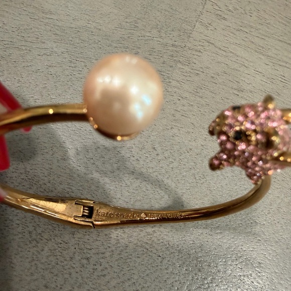 Kate Spade Gold Bracelet with Pink Pig and Pearl Accents - Picture 3 of 4